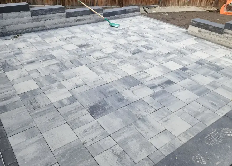 Traditional cobblestone patio with intricate laying pattern