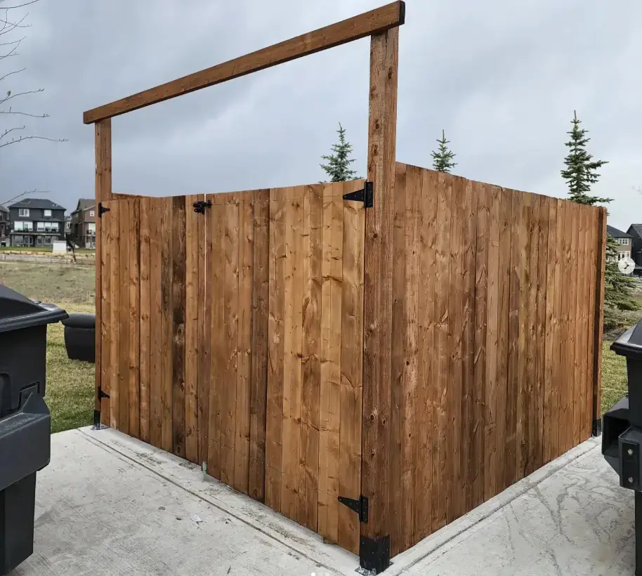 Modern wooden fence with sturdy posts and precise alignment